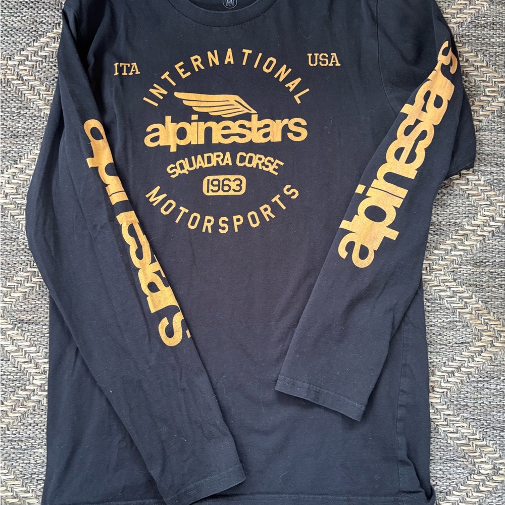 Alpinestars Winged Moto Premium Long Sleeve T-Shirt - Black/Gold - Size M